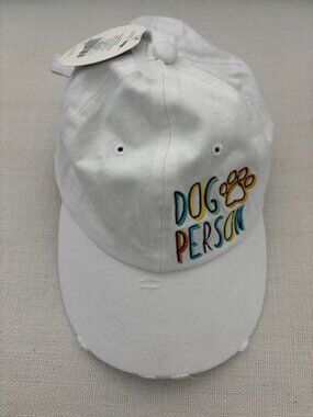 NWT - White DOG PERSON Baseball Cap by C R Gibson